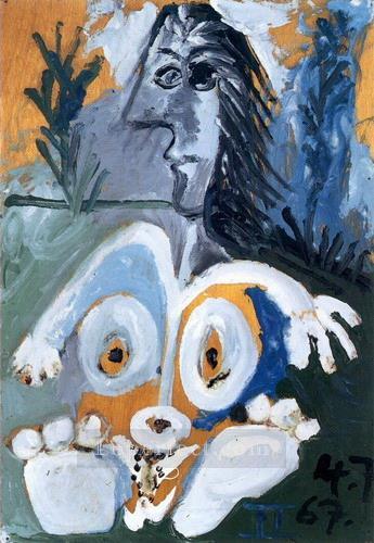 草の中の裸の顔 1967 年キュビズム パブロ・ピカソ油絵